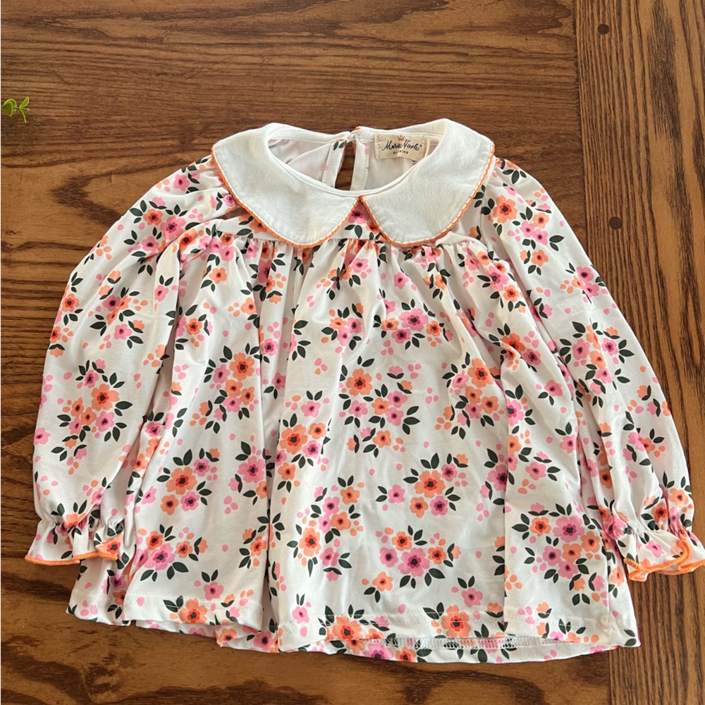 Floral Kids Shirt with Peter Pan Collar